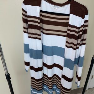 Brown & Aqua Striped Cardigan